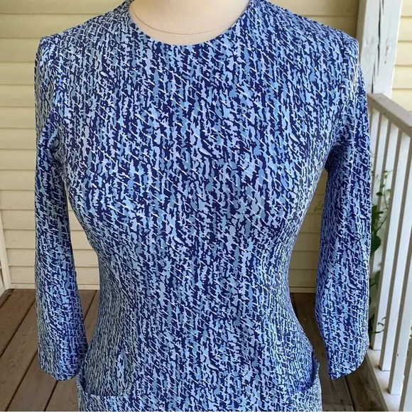 NWT J McLaughlin Catalyst Dress Catalina Cloth XS Blue Aqua Abstract Geo Print - Picture 4 of 10